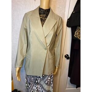 NEW! DG2 Diane Gilman Stretch Boyfriend 2 Button Blazer Olive Green Blazer S